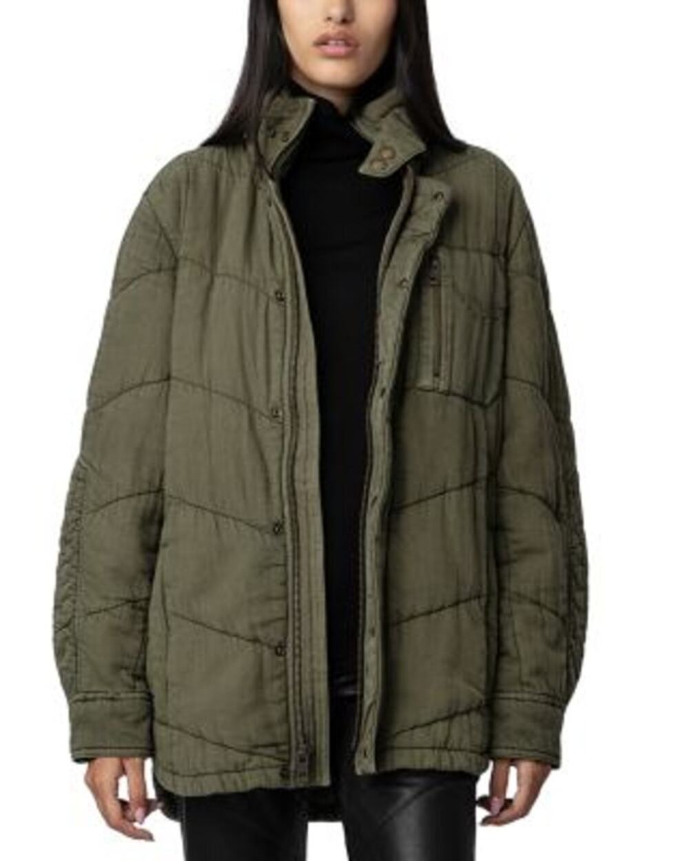 Zadig & Voltare Women's Kalice Cotton Twill Jacket Army Green Size X-Small NWT